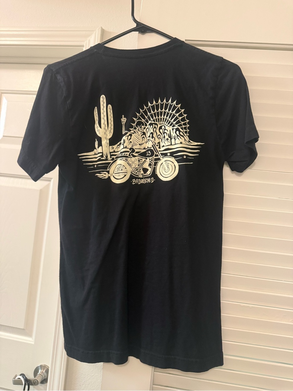 Badwood Tee with Cream Motorcycle & Cactus Graphic